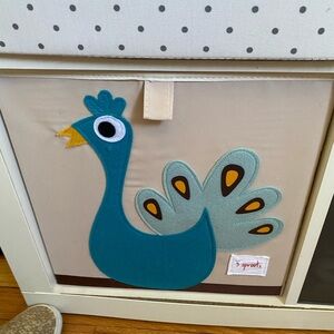 4/$40! 3 Sprouts Cube Storage Kids Peacock Bin